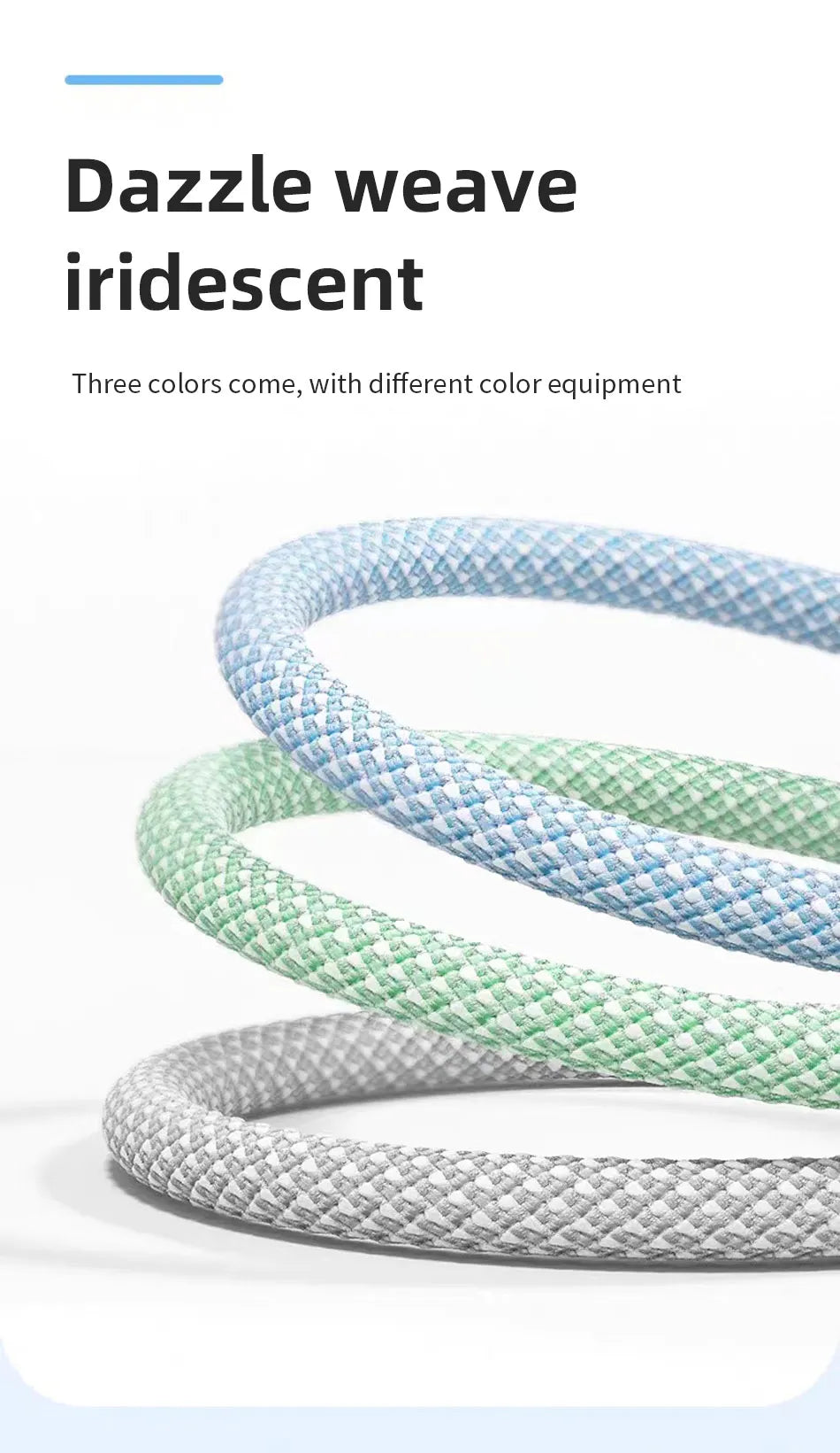 66W 3 In 1 Fast Charging Cable 6A Micro USB Type C Data Cable 1.2M/2M/3M