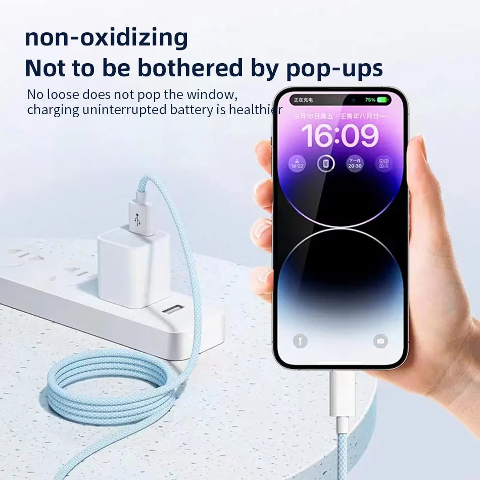 66W 3 In 1 Fast Charging Cable 6A Micro USB Type C Data Cable 1.2M/2M/3M