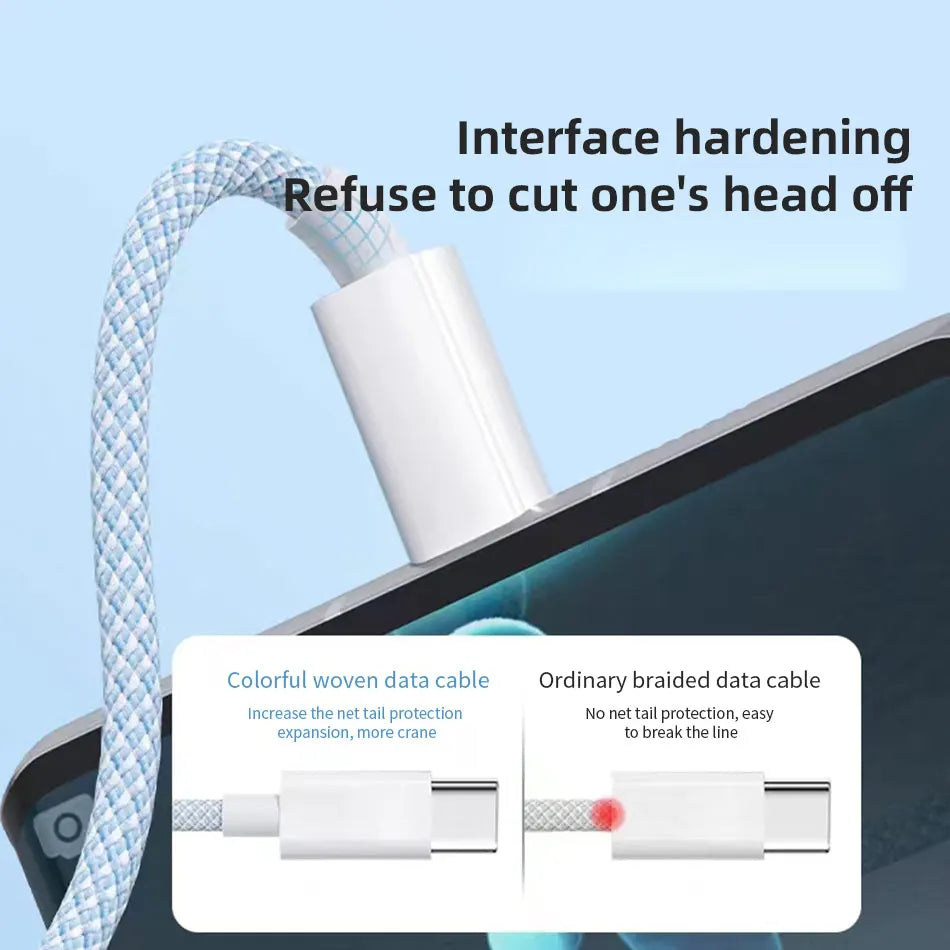 66W 3 In 1 Fast Charging Cable 6A Micro USB Type C Data Cable 1.2M/2M/3M
